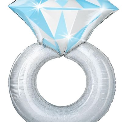 Betallic - 38" - Silver - Wedding Ring Foil Balloon Image 2