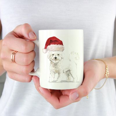 Bichon Frise Santa Hat Ceramic Mug Image 1