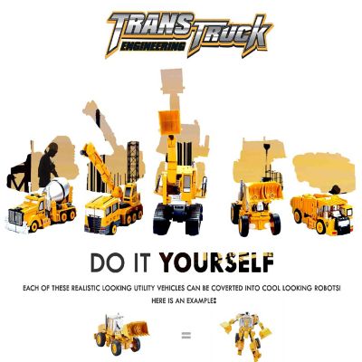 Big Mo&#8217;s Toys 5 pack Trans Truck Transform Tractor Robot Action Figures Combine into 1 Giant Robot Image 1
