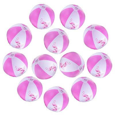 Big Mo's Toys 12" Pink Flamingo Party Pack Inflatable Beach Balls - (12 Pack) Image 2