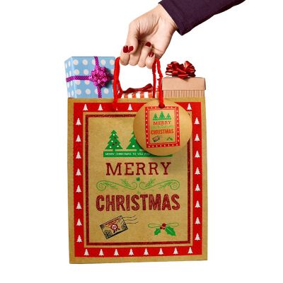Big Mo's Toys Gift Bags - Holiday Paper Bags with  Glitter Designs - 6 Pack Image 1
