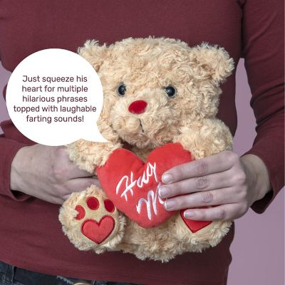 Big Mo's Toys Valentine's Bear - Brown Teddy Bear with Red Heart - Farting Sounds Image 2
