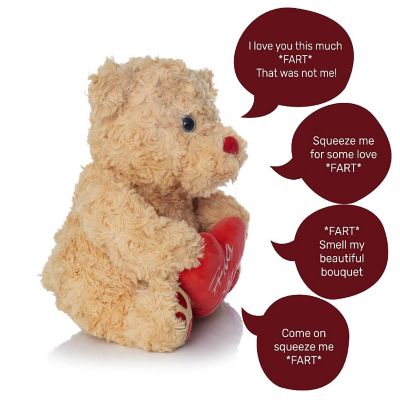 Big Mo's Toys Valentine's Bear - Brown Teddy Bear with Red Heart - Farting Sounds Image 3