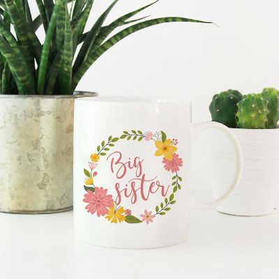 Big Sister Floral Wreath Ceramic Mug Image 1