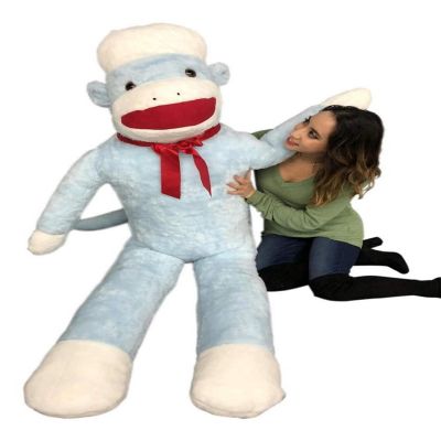 Big Teddy Giant 6 Foot Sock Monkey Stuffed Animal Blue Image 2