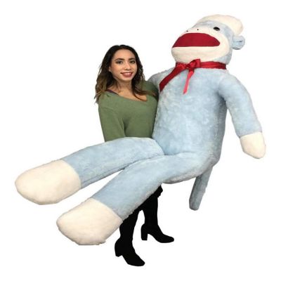 Big Teddy Giant 6 Foot Sock Monkey Stuffed Animal Blue Image 3