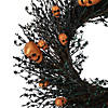 Black and Orange Skulls and Spiders Halloween Twig Wreath  22-Inch  Unlit Image 2