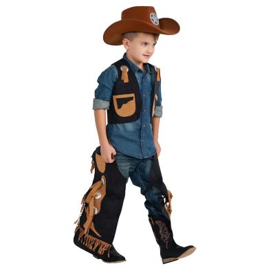 Black Cowboy Chaps and Vest - Kids S | Oriental Trading