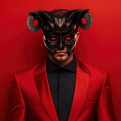 Black Devil Foam Adult Costume Half Mask Image 2