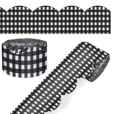 Black Gingham Rolled Scalloped Bulletin Board Borders Image 1