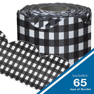 Black Gingham Rolled Scalloped Bulletin Board Borders Image 1