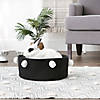 Black Pet Basket With White Pom Poms Image 2