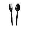 Black Plastic Fork &amp; Spoon Cutlery Set - 16 Ct. Image 1