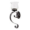 Black Rustic Iron And Glass Scrolling Candle Holder Wall Sconce 3.38X3.75X10.5" Image 1