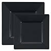 Black Square Plastic Plates Dinnerware Value Set (40 Dinner Plates + 40 Salad Plates) Image 1