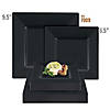 Black Square Plastic Plates Dinnerware Value Set (40 Dinner Plates + 40 Salad Plates) Image 3