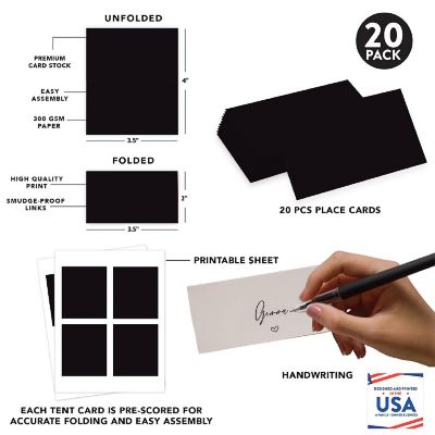 Black Table Tent Place Cards 20-Pack Image 1