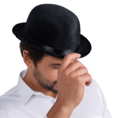 Black Velvet Derby Hat - Adults Image 1
