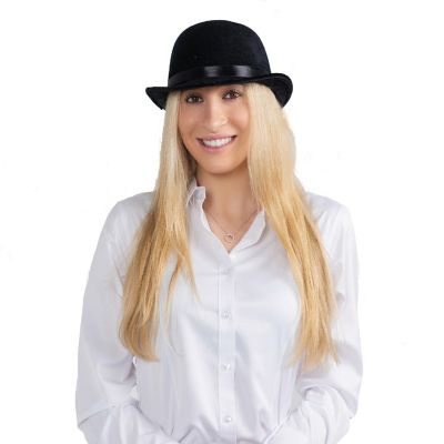 Black Velvet Derby Hat - Adults Image 2