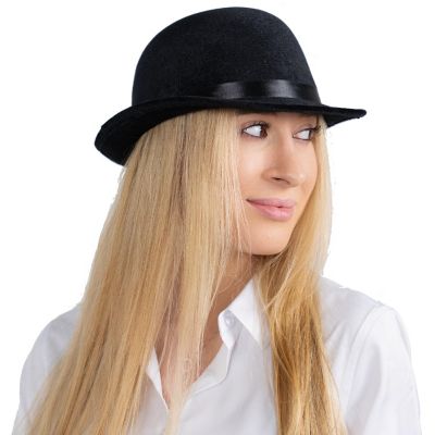 Black Velvet Derby Hat - Adults Image 3
