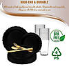 Black Vintage Rim Round Disposable Plastic Dinnerware Value Set (20 Settings) Image 3