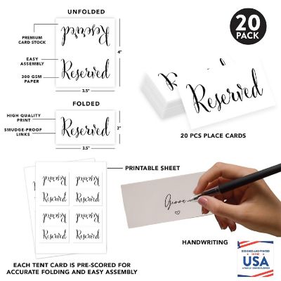 Black White Reserved Table Tent Cards Image 1