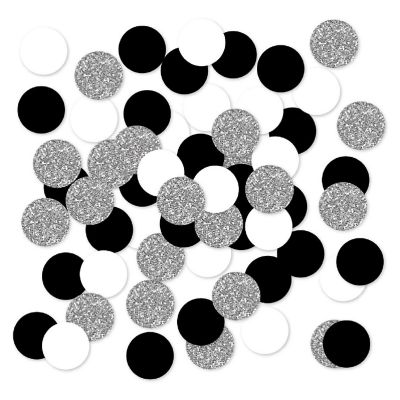 Black White Silver Confetti, 180-Pack Image 1
