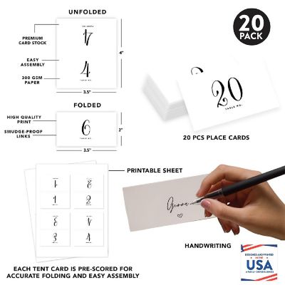 Black White Table Numbers 1-20 Tent Image 1