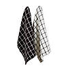 Black Windowpane Oversized Washed Waffle Dishtowel, 2 Piece Image 1