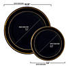 Black with Gold Edge Rim Plastic Dinnerware Value Set (120 Dinner Plates + 120 Salad Plates) Image 3