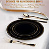 Black with Gold Edge Rim Plastic Dinnerware Value Set (120 Dinner Plates + 120 Salad Plates) Image 4