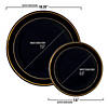 Black with Gold Edge Rim Plastic Dinnerware Value Set (40 Dinner Plates + 40 Salad Plates) Image 3