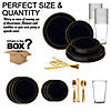 Black with Gold Edge Rim Plastic Dinnerware Value Set (60 Settings)