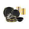 Black with Gold Fancy Round Disposable Plastic Tableware Set - (120 Settings) Image 1