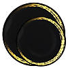 Black with Gold Moonlight Round Disposable Plastic Dinnerware Value Set (120 Dinner Plates + 120 Salad Plates) Image 1