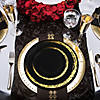 Black with Gold Moonlight Round Disposable Plastic Dinnerware Value Set (120 Settings) Image 4