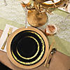 Black with Gold Moonlight Round Disposable Plastic Dinnerware Value Set (20 Settings) Image 3