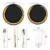 Black with Gold Moonlight Round Disposable Plastic Wedding Value Set - 20 Settings Image 1