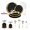 Black with Gold Moonlight Round Disposable Plastic Wedding Value Set - 60 Settings Image 3