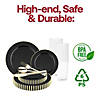 Black with Gold Pearl String Round Disposable Plastic Wedding Value Set - (20 Settings) Image 2