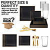 Black with Gold Square Edge Rim Plastic Dinnerware Value Set (120 Settings) Image 2