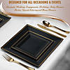 Black with Gold Square Edge Rim Plastic Dinnerware Value Set (120 Settings) Image 4