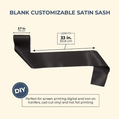 Blank Customizable Satin Sash (8 Pack), Black Image 1