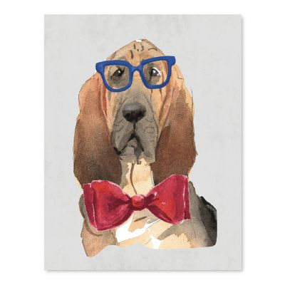 Bloodhound Glasses Red Bow 8.5x11in Image 1