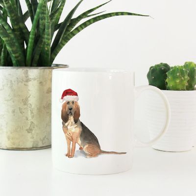 Bloodhound Santa Hat Ceramic Mug Image 1
