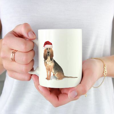 Bloodhound Santa Hat Ceramic Mug Image 1