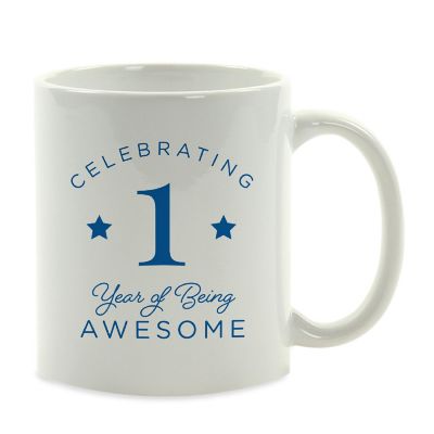 Blue 1 Year Awesome Ceramic Mug Image 2