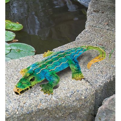 Blue and Green Alligator Metal Wall Decoration Decor 5 x 1 x 11 inches Image 1