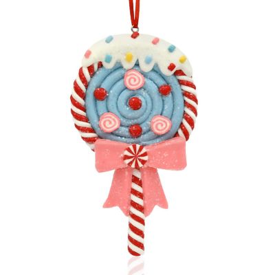 Blue Clay Lollipop Christmas Ornament Image 1