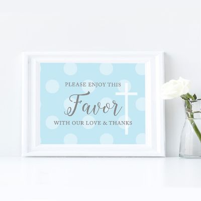 Blue/Gray Baptism Sign Please Enjoy Image 1